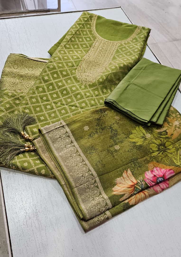 Shimmer Banarsi Suit Netra - Green