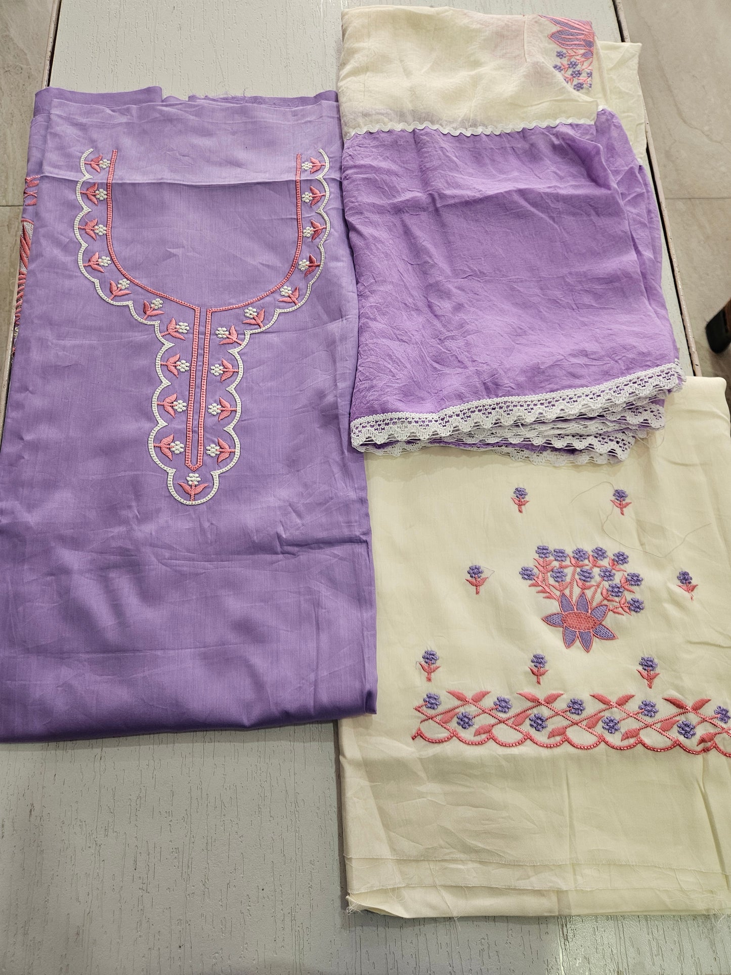 JAAM SATIN SUIT with PANEL WORK DUPATTA 630790 (LAVENDER)