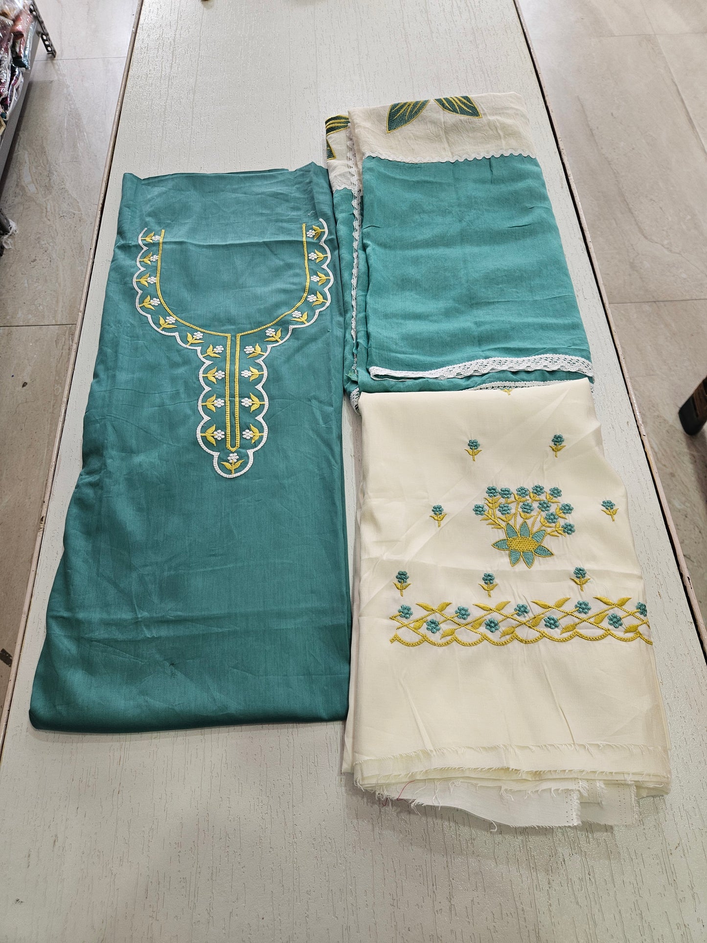 JAAM SATIN SUIT with PANEL WORK DUPATTA 630790 (BLUE TONE)