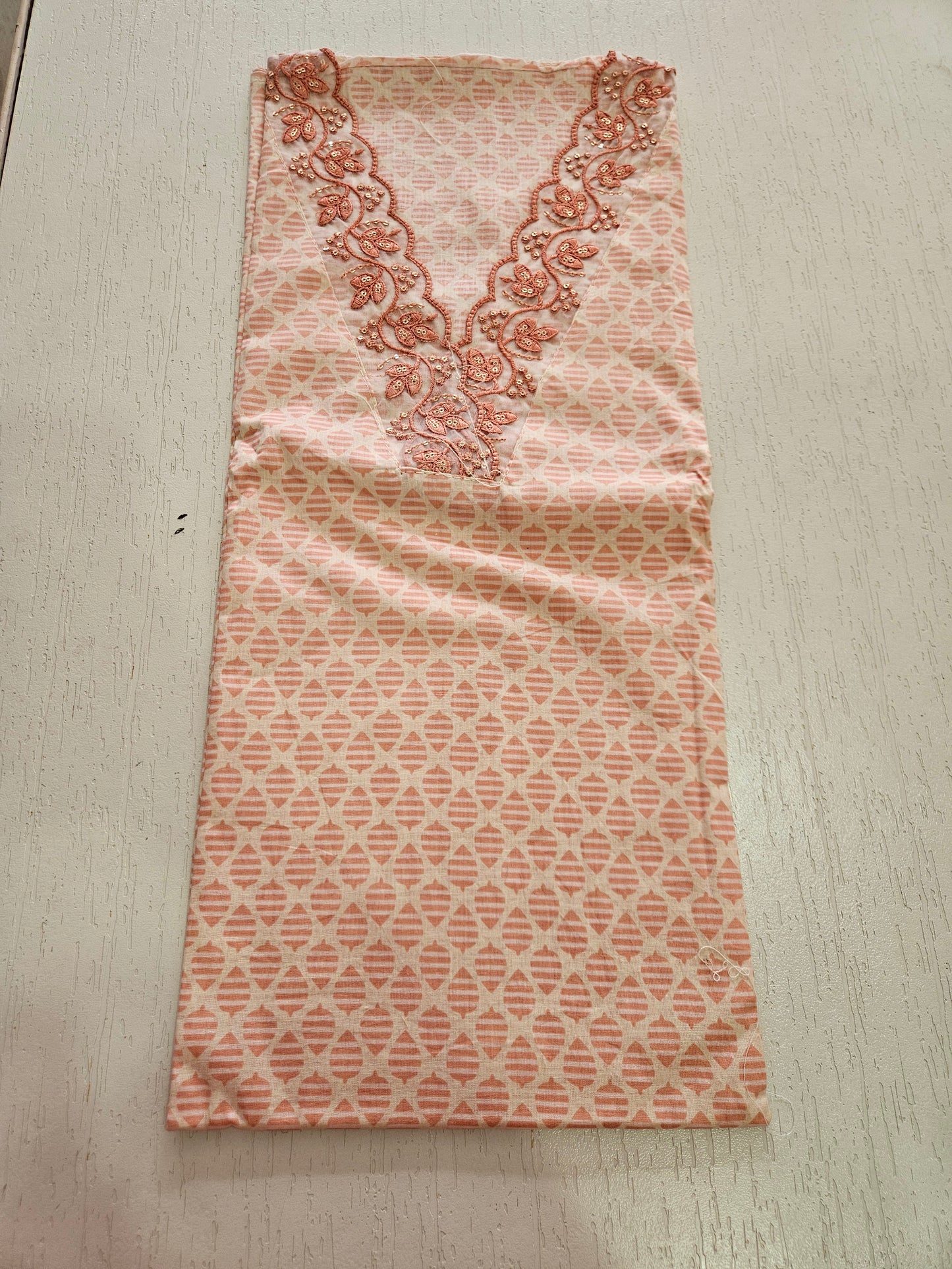 COTTON SUIT with LACE (Cotton Dupatta) Light Biscuit Color