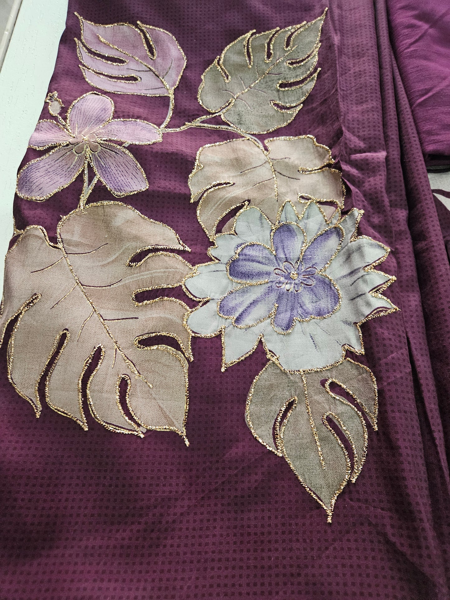 Muslin Suit with Zari Work - Norin PURPLE