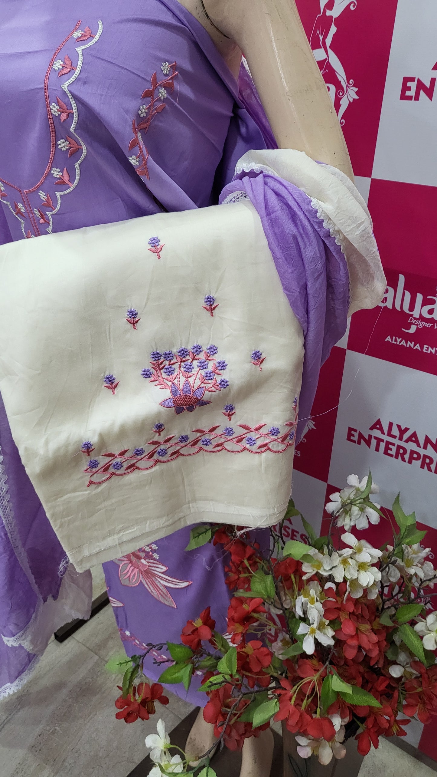 JAAM SATIN SUIT with PANEL WORK DUPATTA 630790 (LAVENDER)