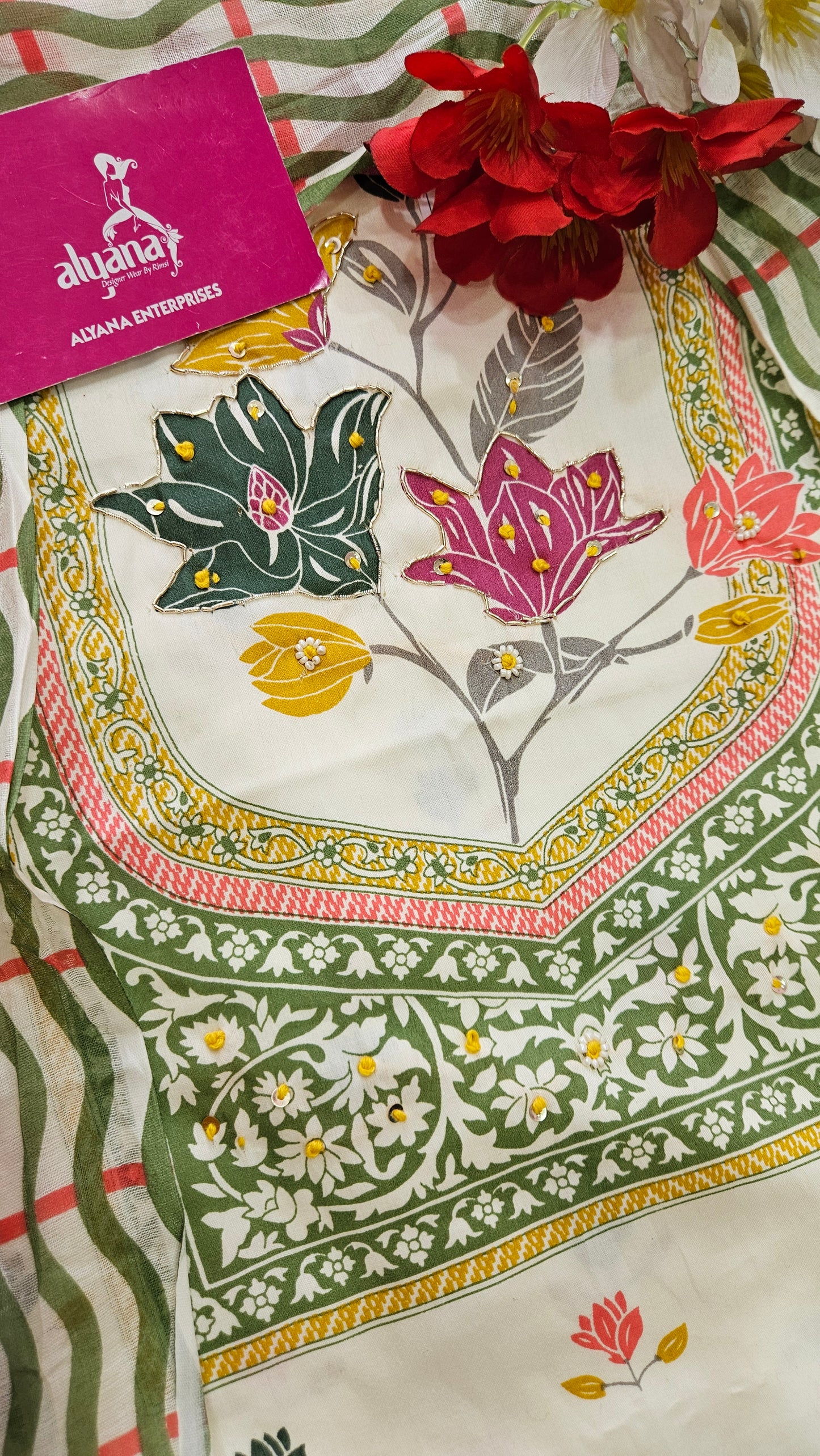 Palkhi Naaz Glace Cotton Unstitched Suit (Mehndi Green)