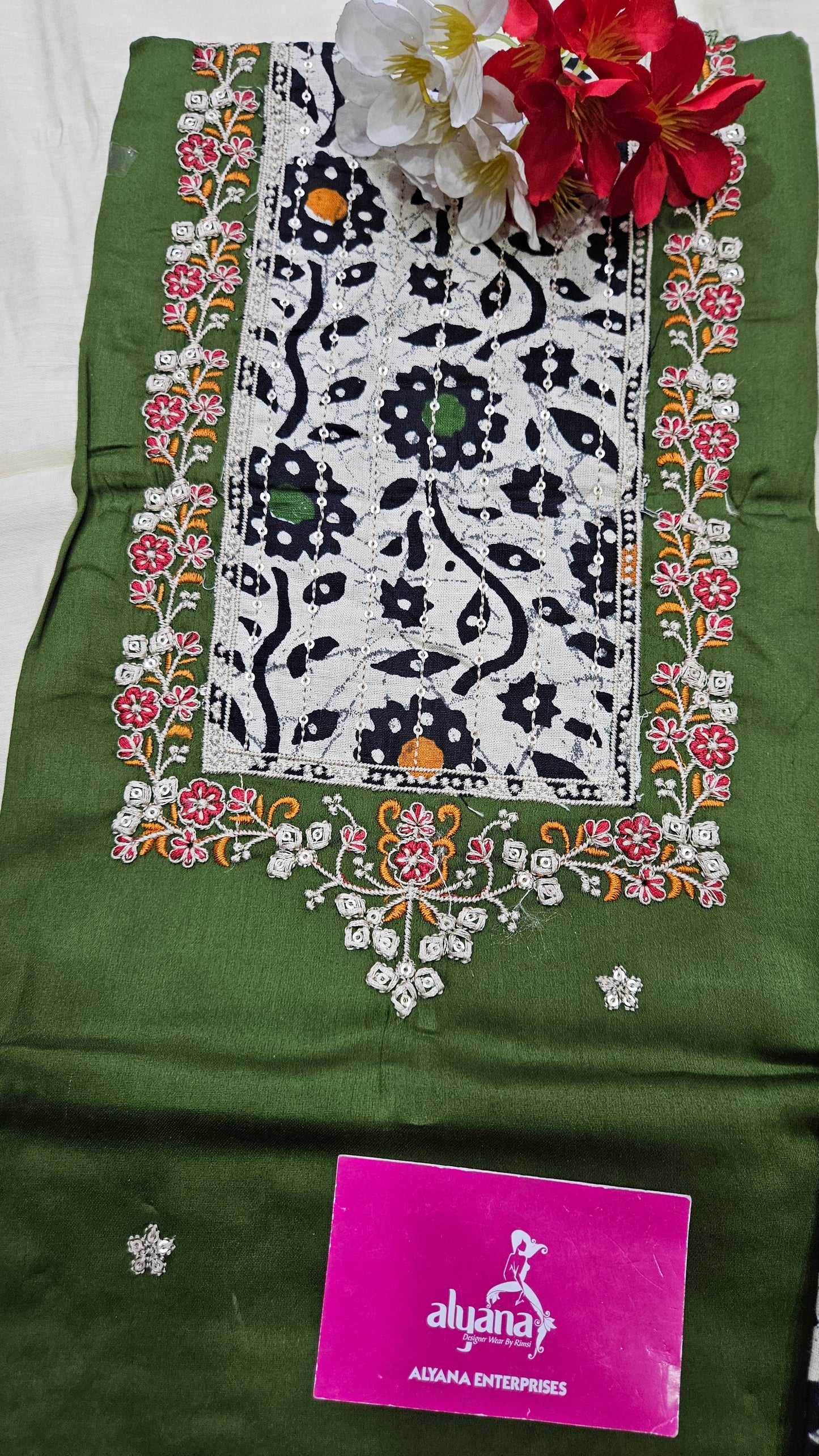 Aadhya Jaam Satin Unstitched Suit (Green)