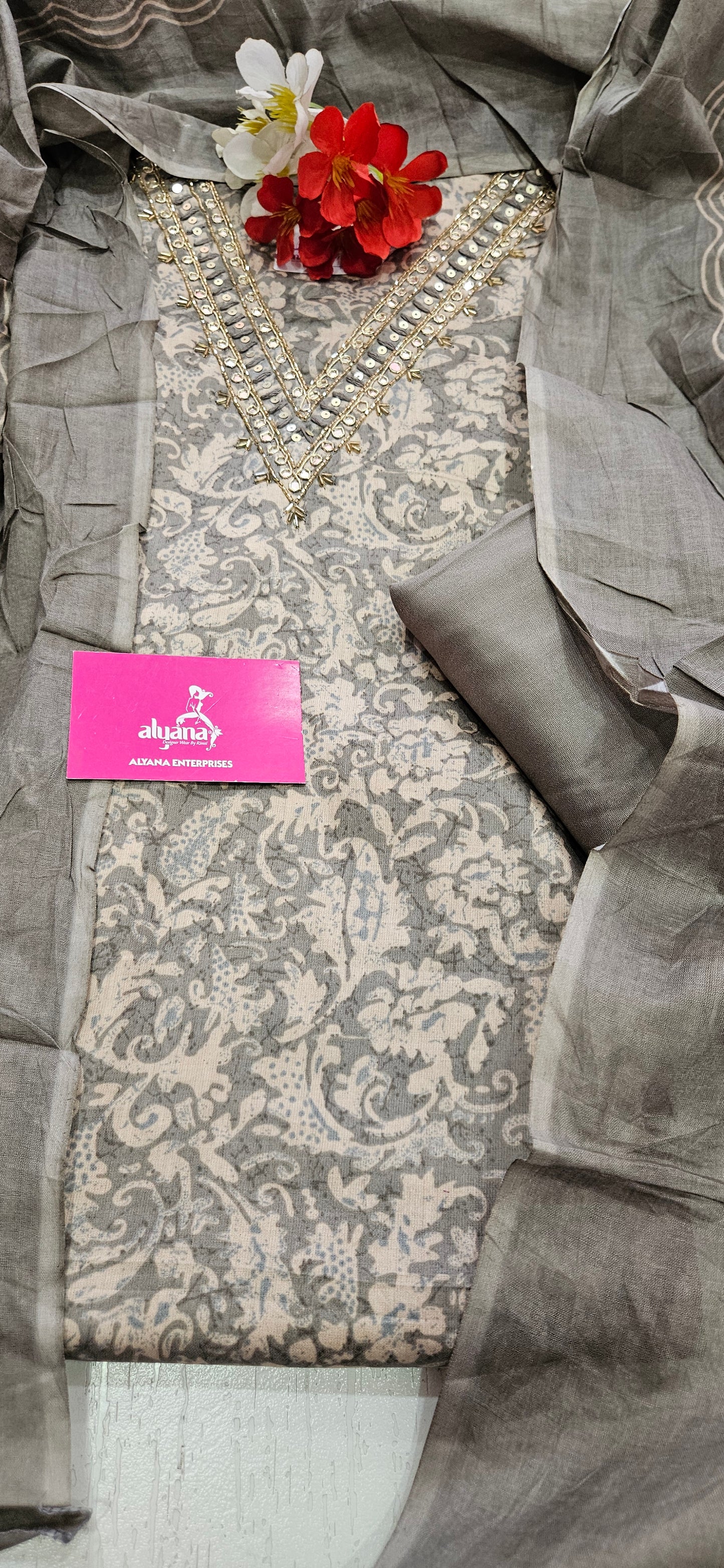 Taanish Winzo Glace Cotton Unstitched Suit 1