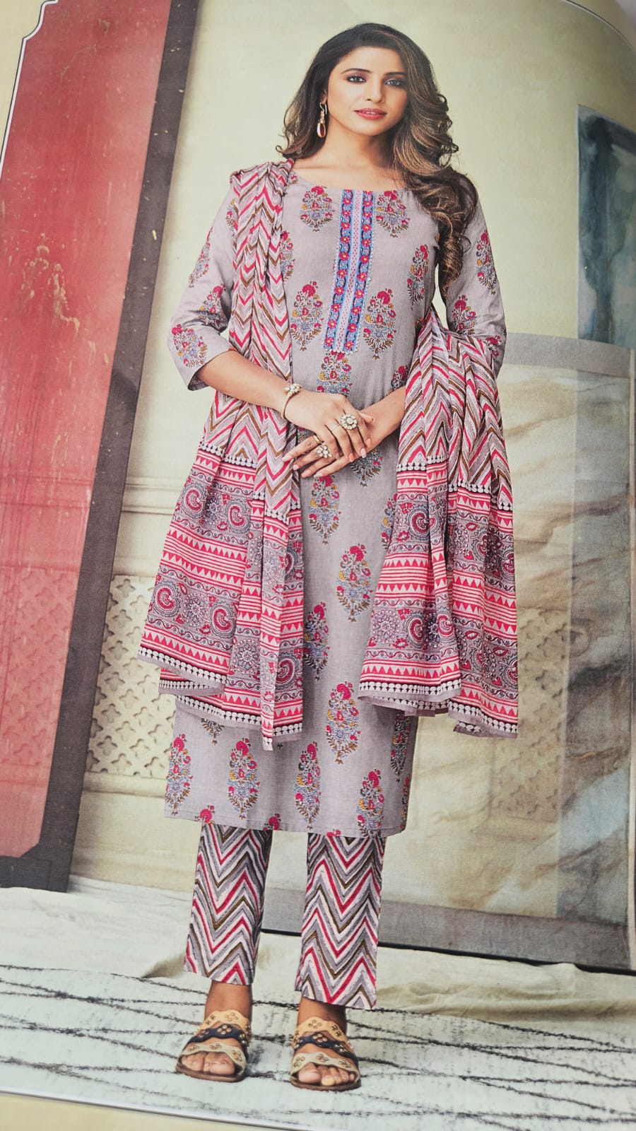Tzu Bliss 3-Piece Stitched Suit Set – Mauve (Soft Purplish Grey Tone) (L Size 40)