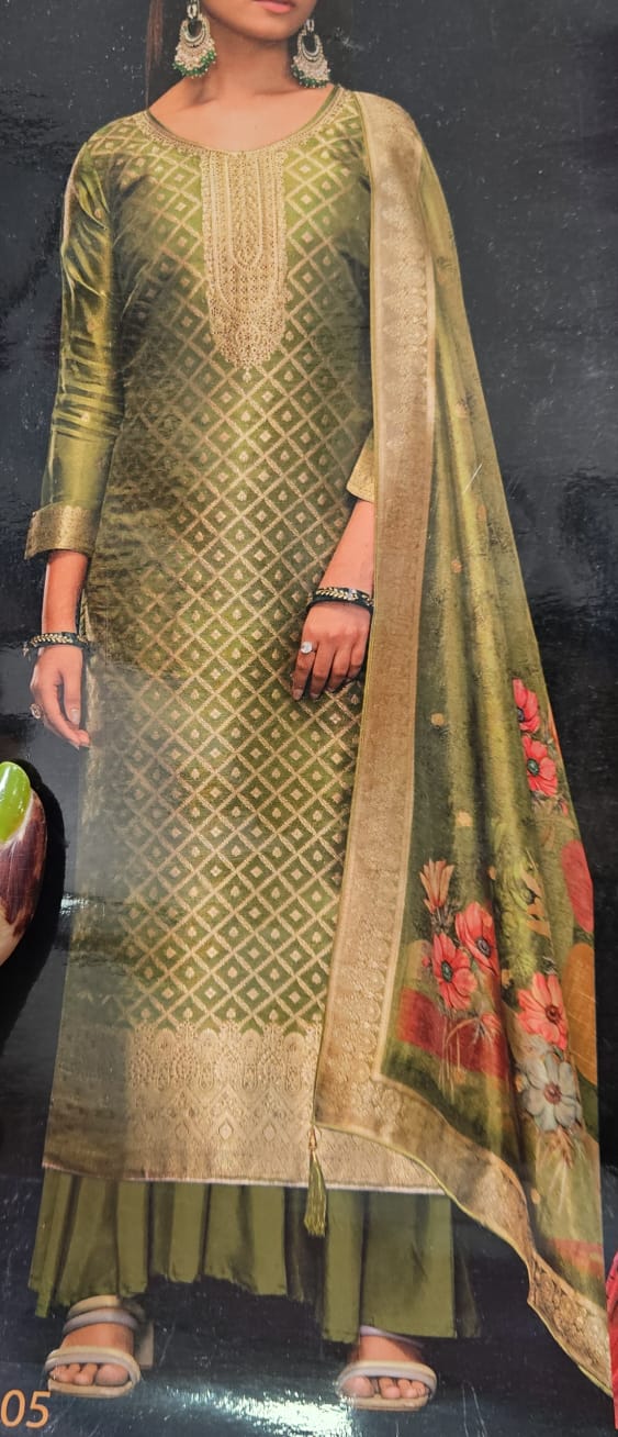 Shimmer Banarsi Suit Netra - Green