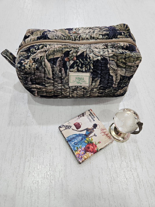 Velvet Trendy Printed Pouch Bag - Fabric (Style 29)