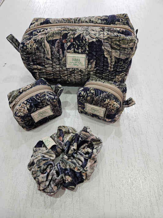 Pouch Utility Bag + Coin/Airpod Bag + Scrunchies Combo (Style 5) Velvet