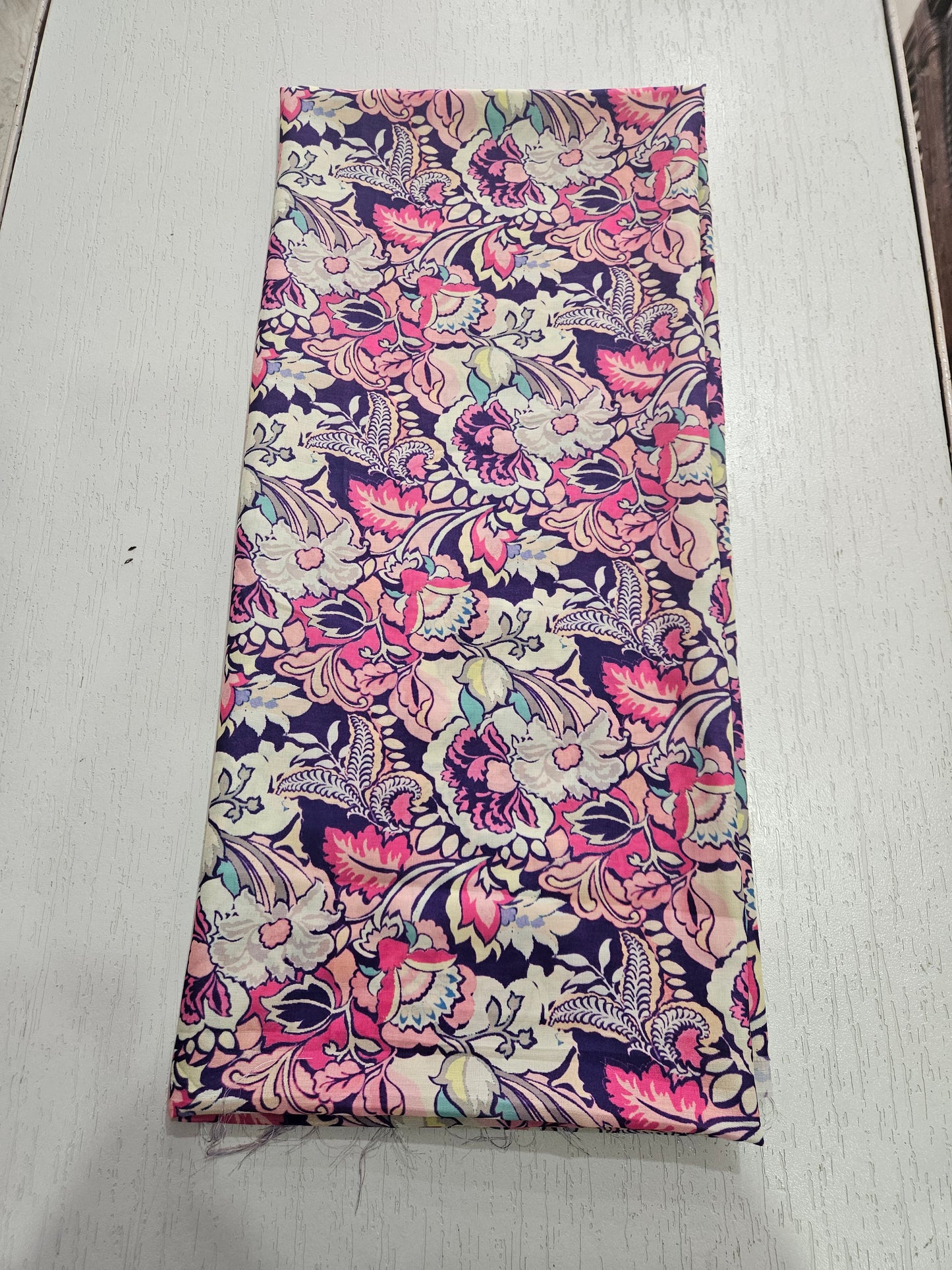 Muslin Printed Suit/Embroidered Bottom- 520812 (Purple)