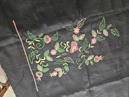 Muslin Printed Suit/Embroidered Bottom- 520812 (BLACKISH TONE)