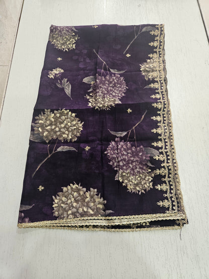BANARSI SUIT - SOHA (BEIGE - PURPLE)