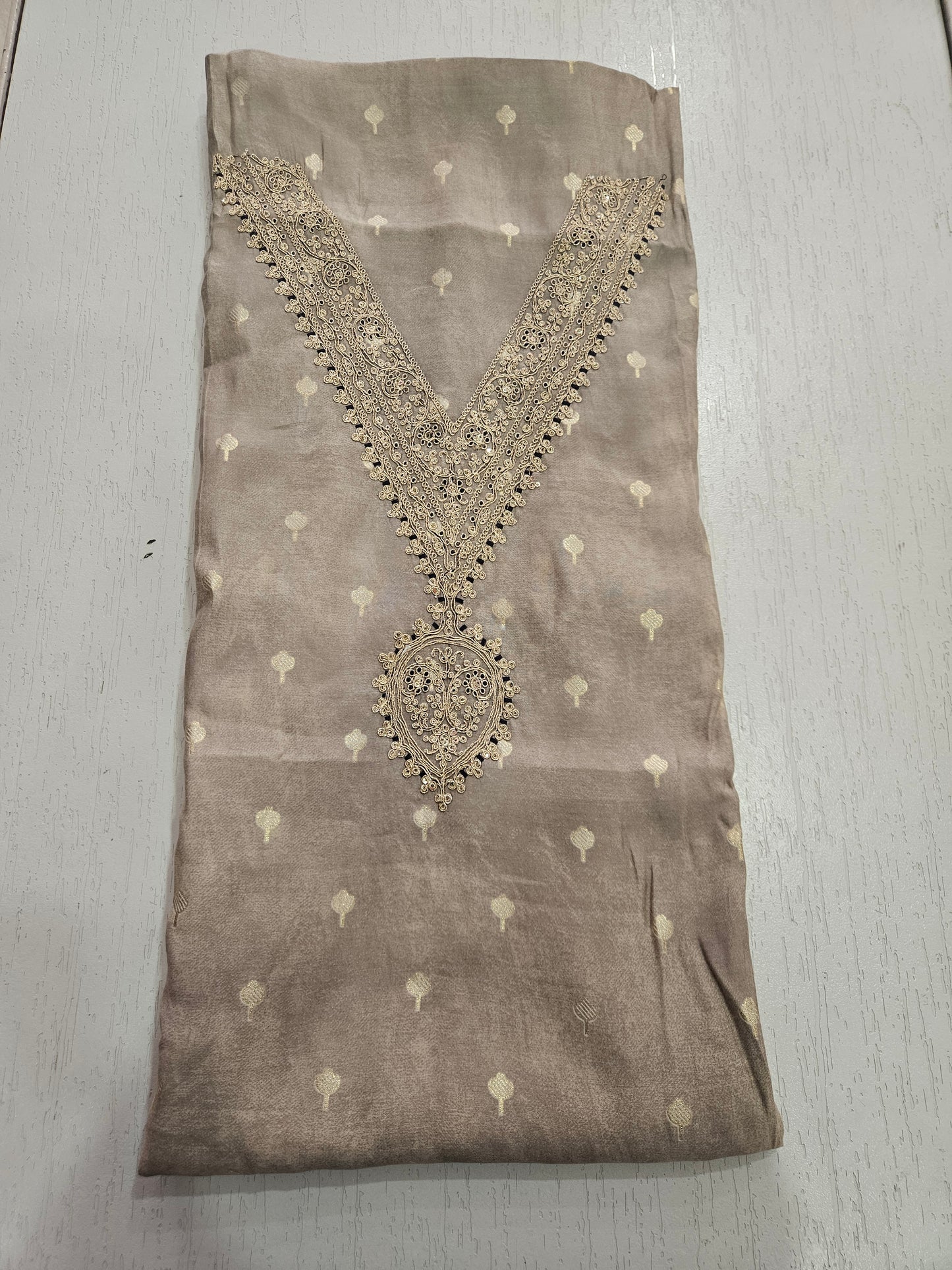 BANARSI SUIT - SOHA (BEIGE - PURPLE)