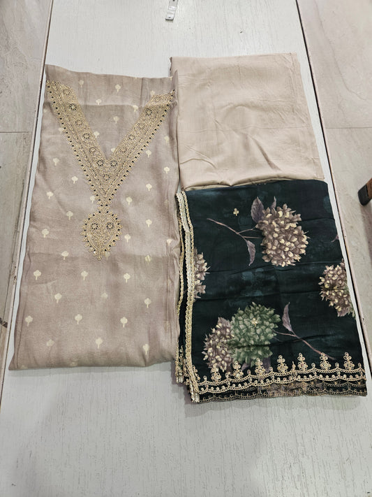 BANARSI SUIT - SOHA (BEIGE - GREEN)