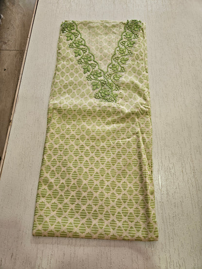 COTTON SUIT with LACE (Cotton Dupatta) Green