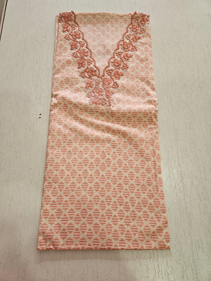 COTTON SUIT with LACE (Cotton Dupatta) Light Biscuit Color