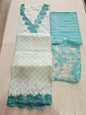 COTTON SUIT with LACE (Half Pure Dupatta) Sky Blue