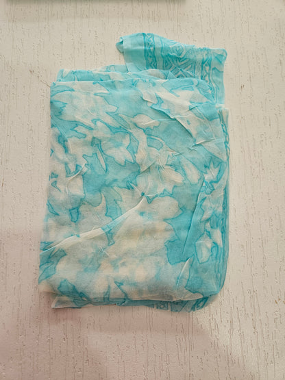COTTON SUIT with LACE (Half Pure Dupatta) Sky Blue