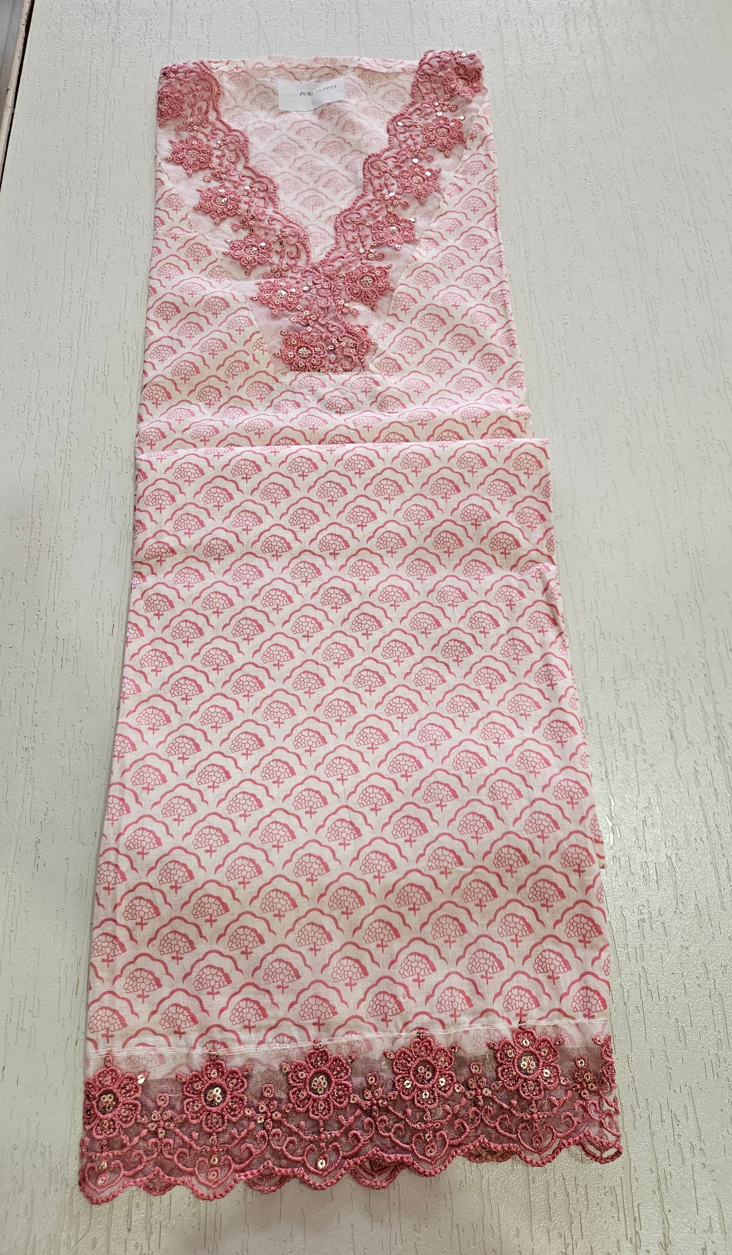 COTTON SUIT with LACE (Half Pure Dupatta) Pink