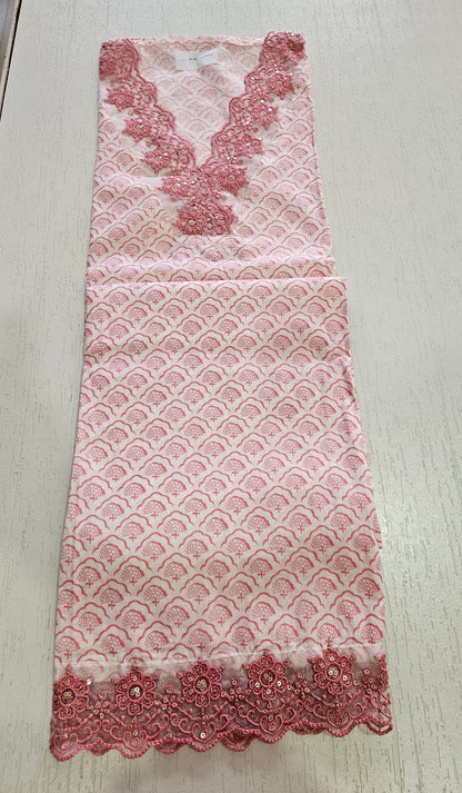 COTTON SUIT with LACE (Half Pure Dupatta) Pink