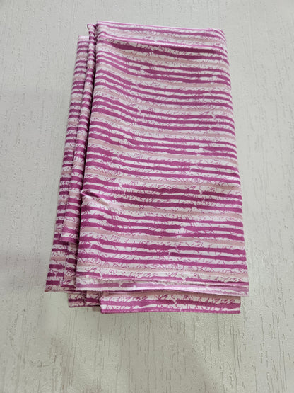 Cotton Printed Suit with Crotia Lace - Pink Tone (Vaari)