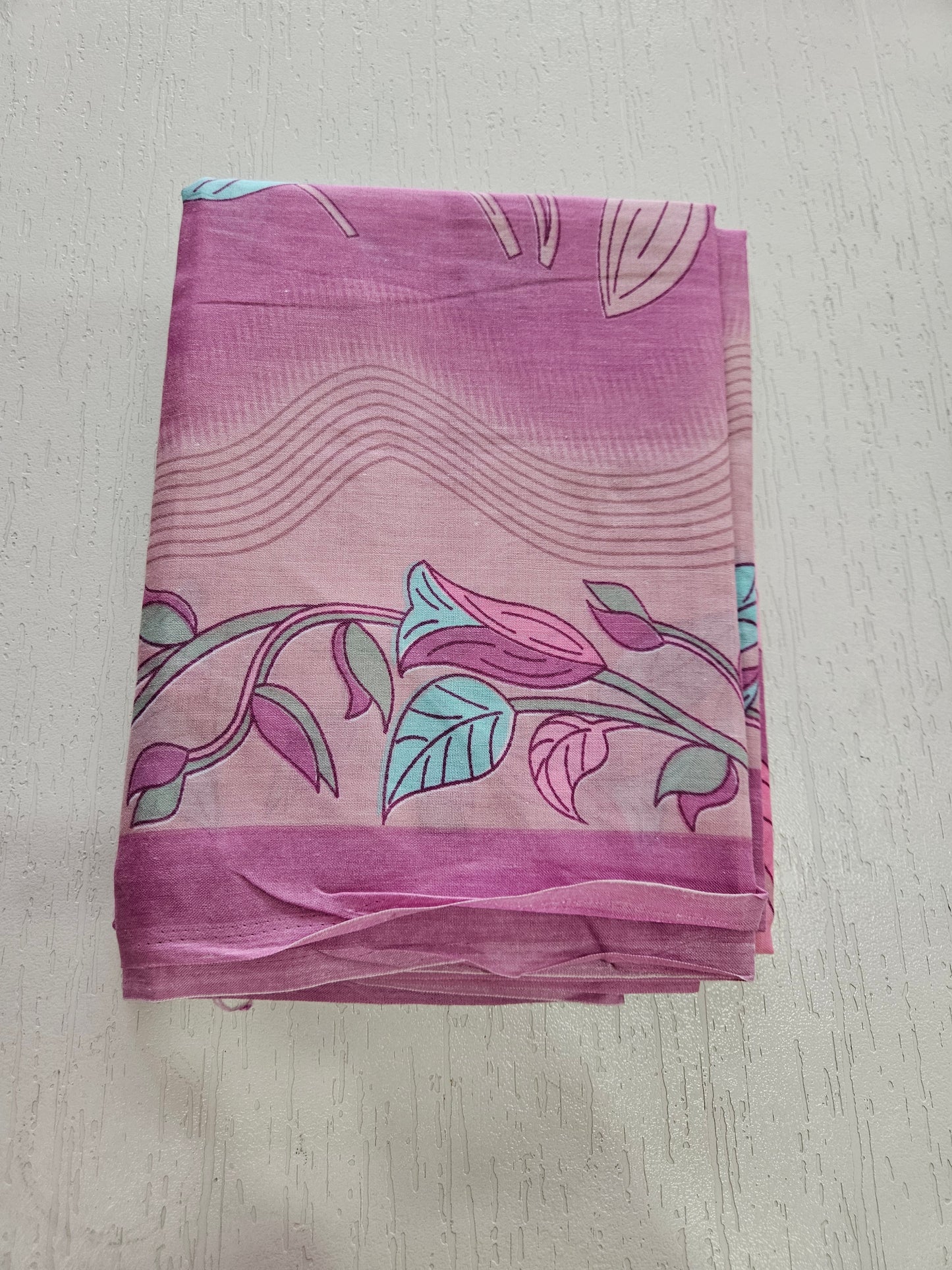 Cotton Printed Suit with Crotia Lace - Pink Tone (Vaari)