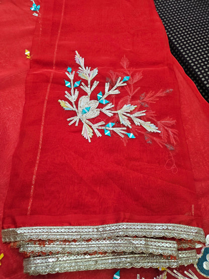 Organza Suit with Gota Work (Style 1) Red Dupatta