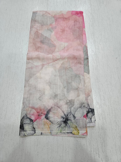 Linen Printed Suit - Lace on V Neck and Ghera (7059) Grey