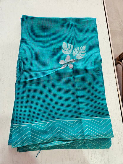 Muslin Suit with Zari Work - Norin Turquoise