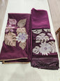 Muslin Suit with Zari Work - Norin PURPLE