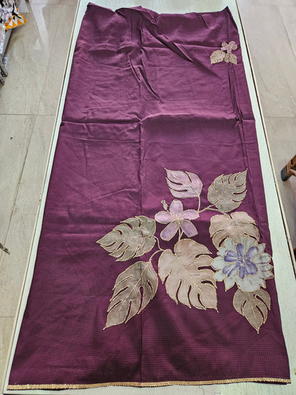 Muslin Suit with Zari Work - Norin PURPLE