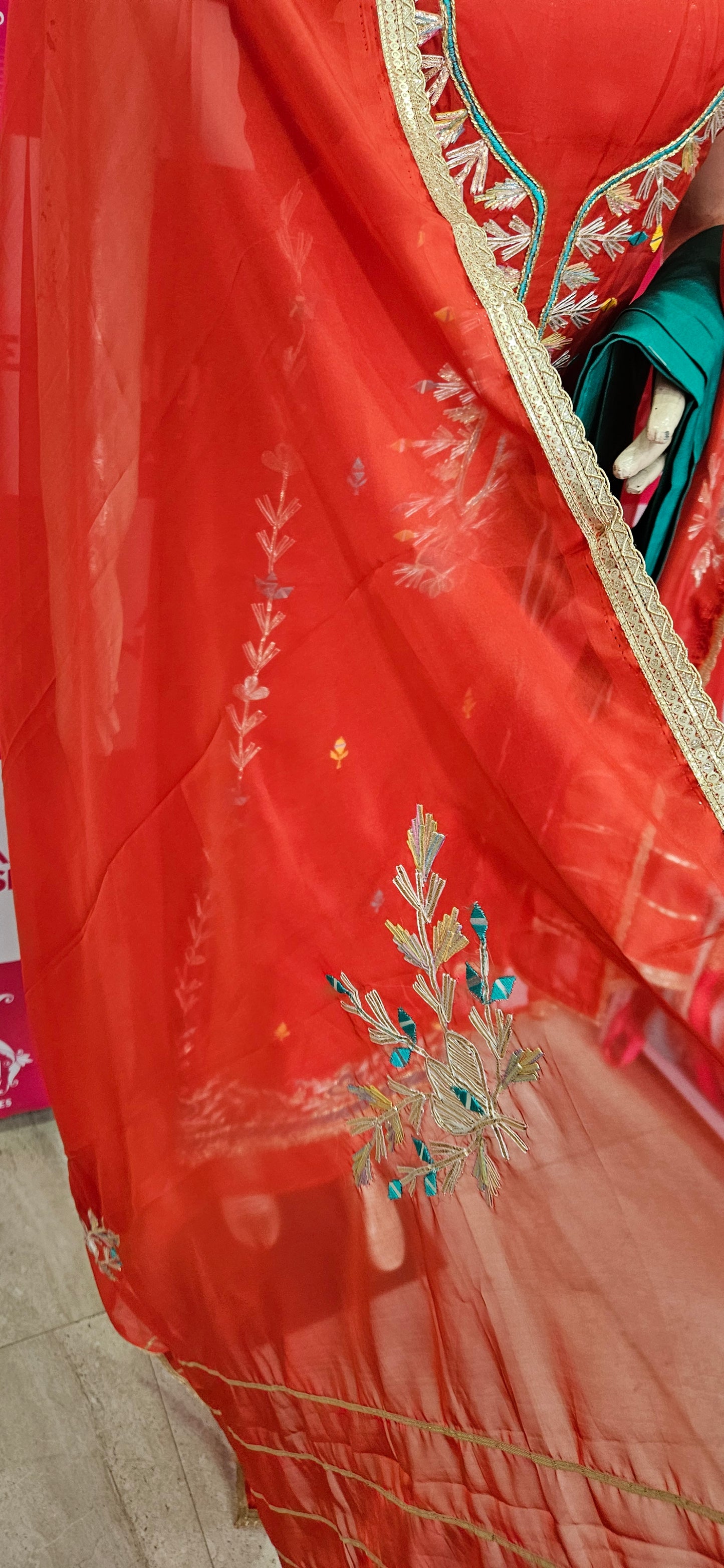 Organza Suit with Gota Work (Style 1) Red Dupatta