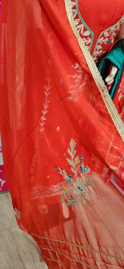 Organza Suit with Gota Work (Style 1) Red Dupatta