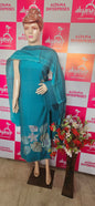 Muslin Suit with Zari Work - Norin Turquoise