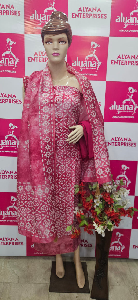 Modal Suit with Batik Print - Toxic (Pink)