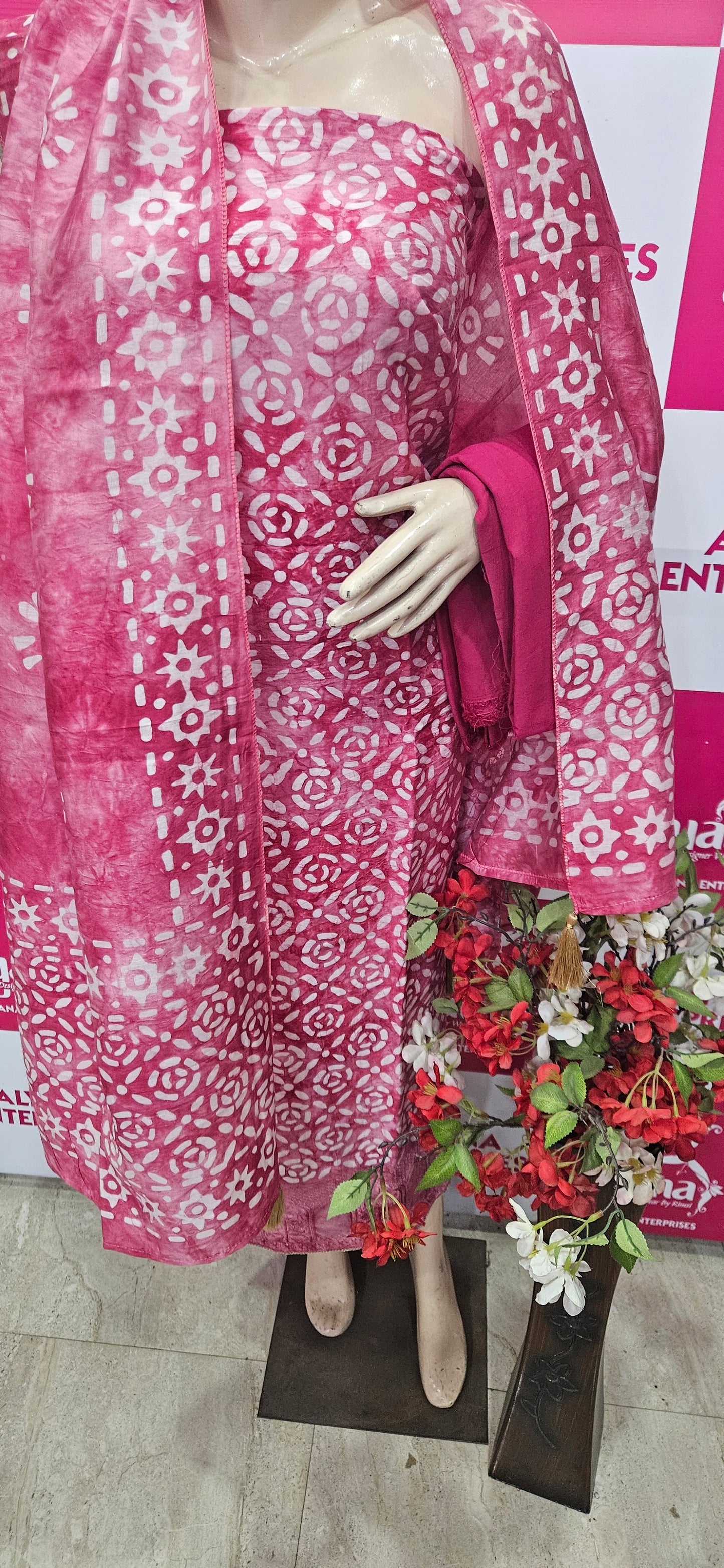 Modal Suit with Batik Print - Toxic (Pink)