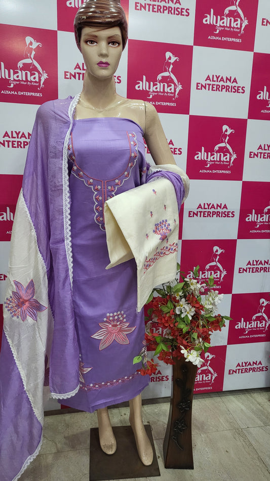 JAAM SATIN SUIT with PANEL WORK DUPATTA 630790 (LAVENDER)
