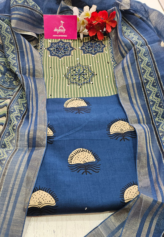 Palkhi Aarzu Unstitched Suit (Blue)