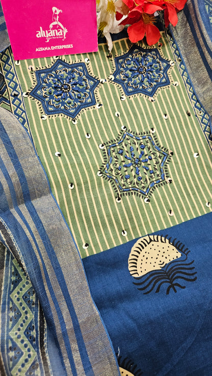 Palkhi Aarzu Unstitched Suit (Blue)