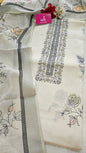 ABC 7091 LINEN UNSTITCHED SUIT (Green Shimmer border)