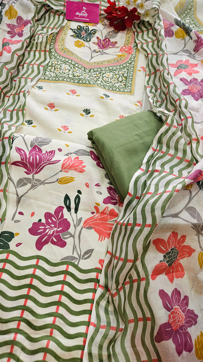 Palkhi Naaz Glace Cotton Unstitched Suit (Mehndi Green)