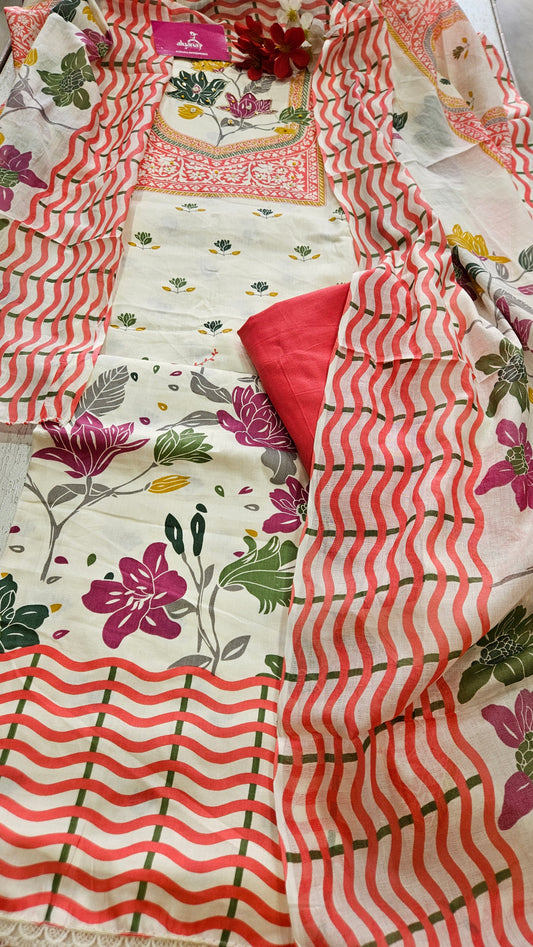 Palkhi Naaz Glace Cotton Unstitched Suit (PINK)