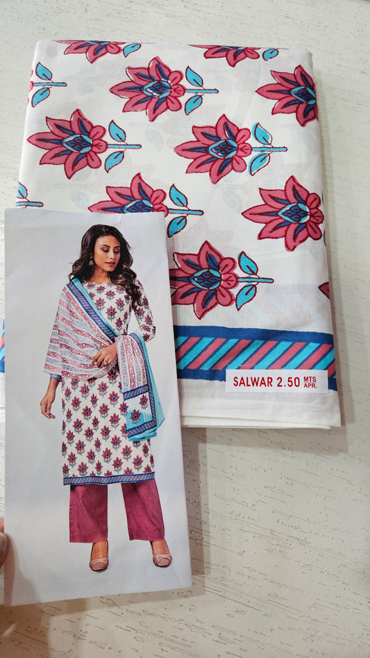 Deep Cotton Printed Unstitched Suit 1