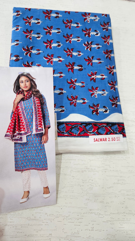 Deep Cotton Printed Unstitched Suit 6