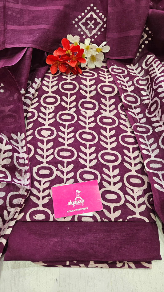 JV Batik Cotton Unstitched Suit (Wine)
