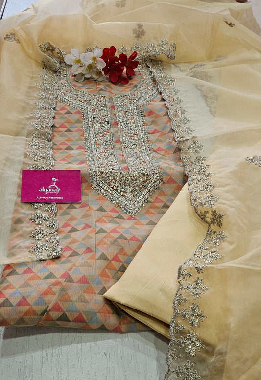 M8247 Organza Unstitched Suit 4