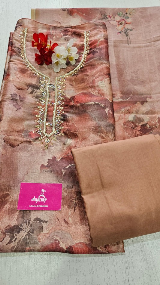Sanam Tussar Silk Unstitched Suit 1