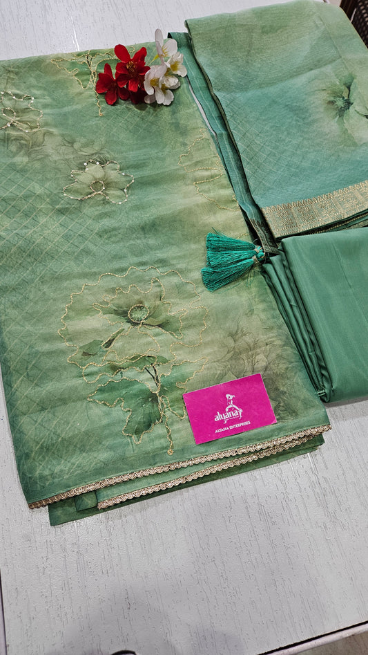 VT Ghaint Organza Unstitched Suit Style 1