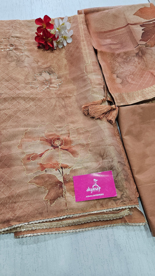 VT Ghaint Organza Unstitched Suit Style 3
