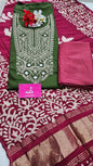 Bhakti Jaam Satin Unstitched Suit (Green)